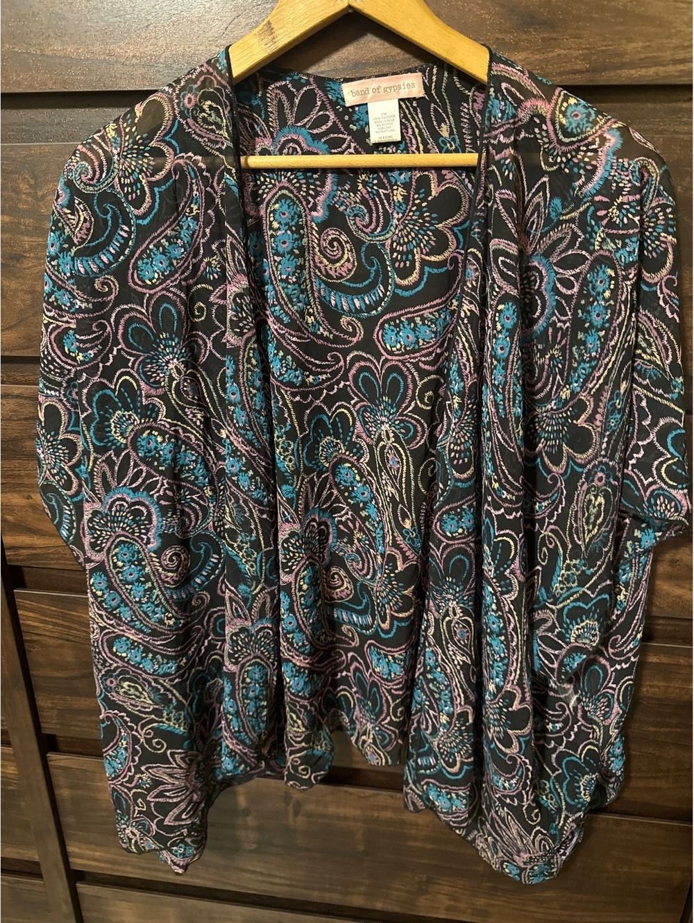 Band of Gypsies Women's Lightweight Floral Paisley Kimono Cardigan S/M